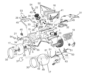 Page A Diagram and Parts List for C0727  Power Wheels Ride-On Cars